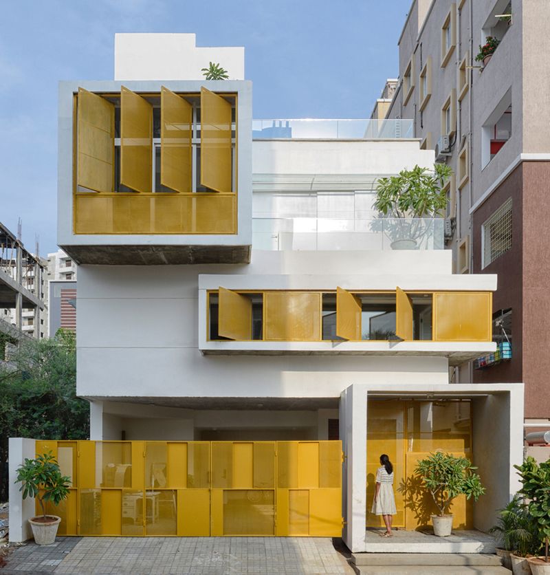 Ngôi nhà màu vàng có kiến trúc độc đáo này ở Ấn Độ
