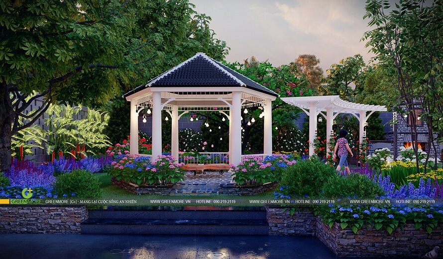 Sân vườn mang phong cách châu Âu Greenmore thiết kế