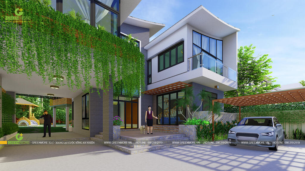 Thiết kế kiến trúc biệt thự sân vườn tại Xuân Phú, Phúc Thọ