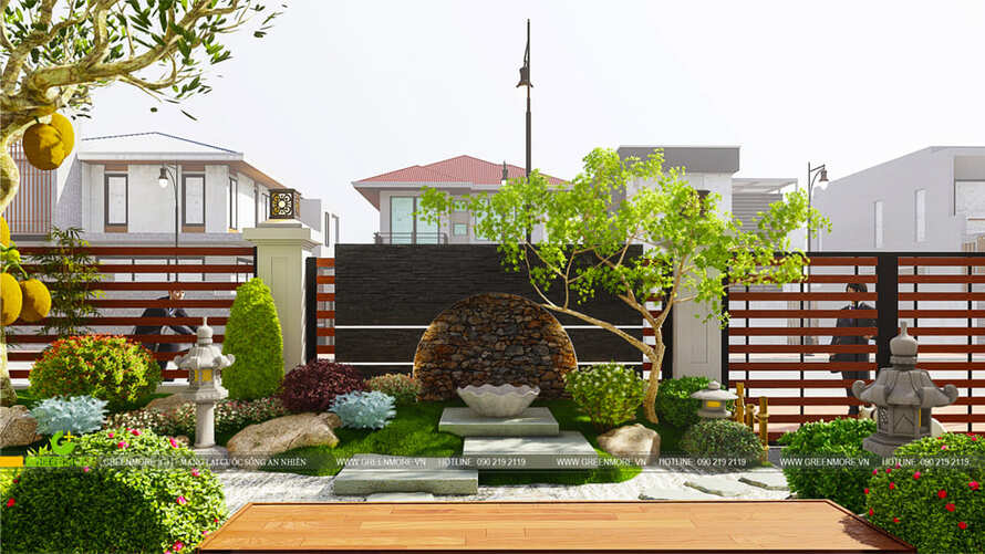 thiết kế 3d sân vườn nhật vinhomes riverside