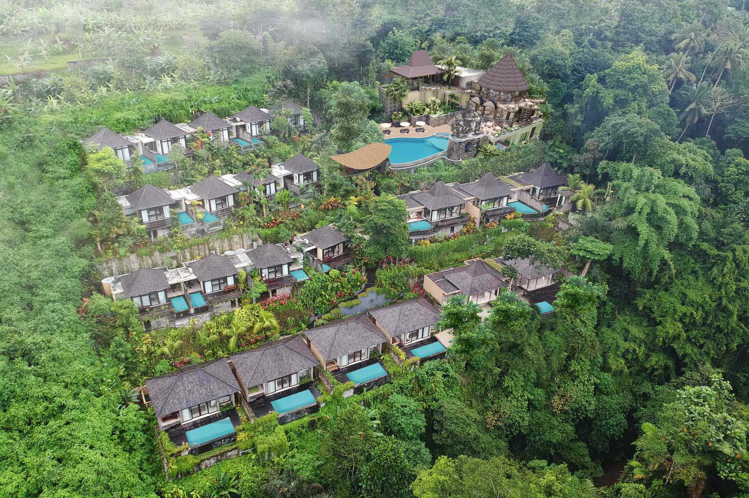 Cầu gỗ treo dẫn lối tại cảnh quan đẹp này